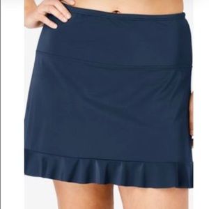 Ruffle trim swim skirt with brief. Black not navy